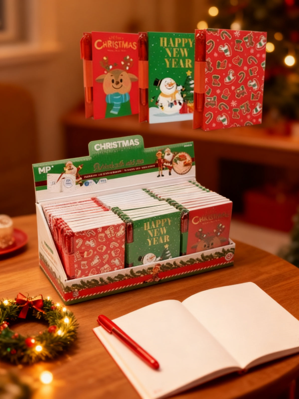 Mini Libretas con Bolígrafo Navideñas