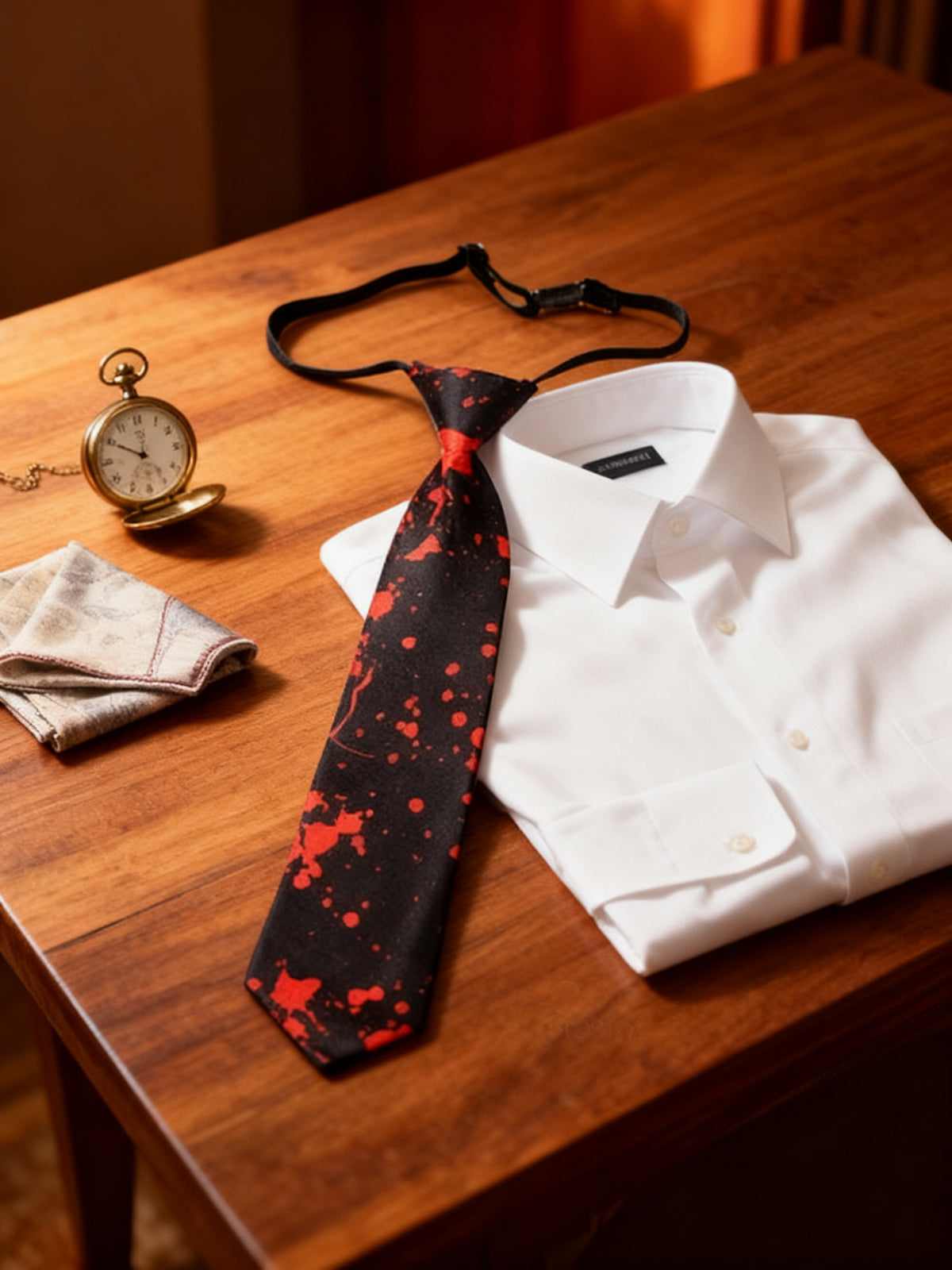 Corbata Halloween Negra con Salpicaduras Rojas