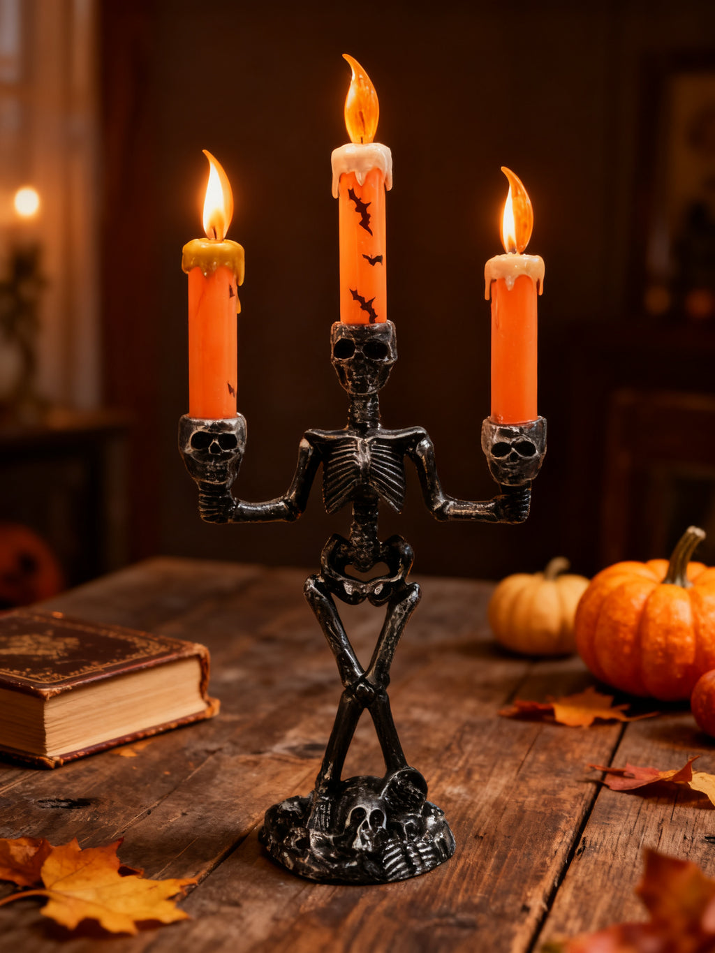 Lámpara de Calavera con Tres Velas para Halloween