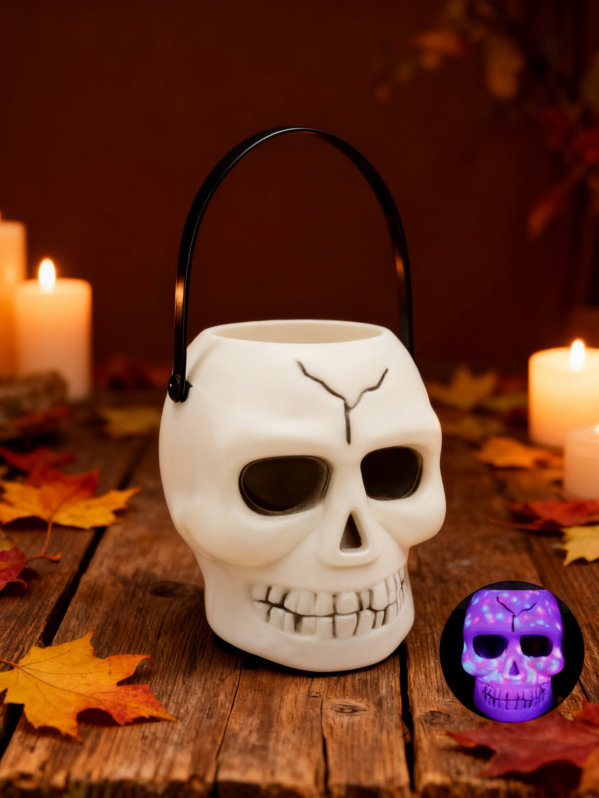 CALAVERA DE HALLOWEEN CON GYPSOPHILA (1 PIEZA)