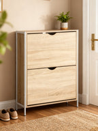 Mueble Zapatero 2 Niveles Madera-Metal Moblekit