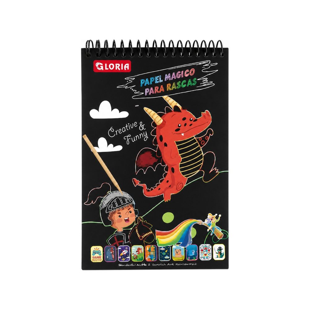 Cuaderno de Dibujo Sgrafito A5 Gloria | Palito Incluido | Arte Creativo para Niños y Familia