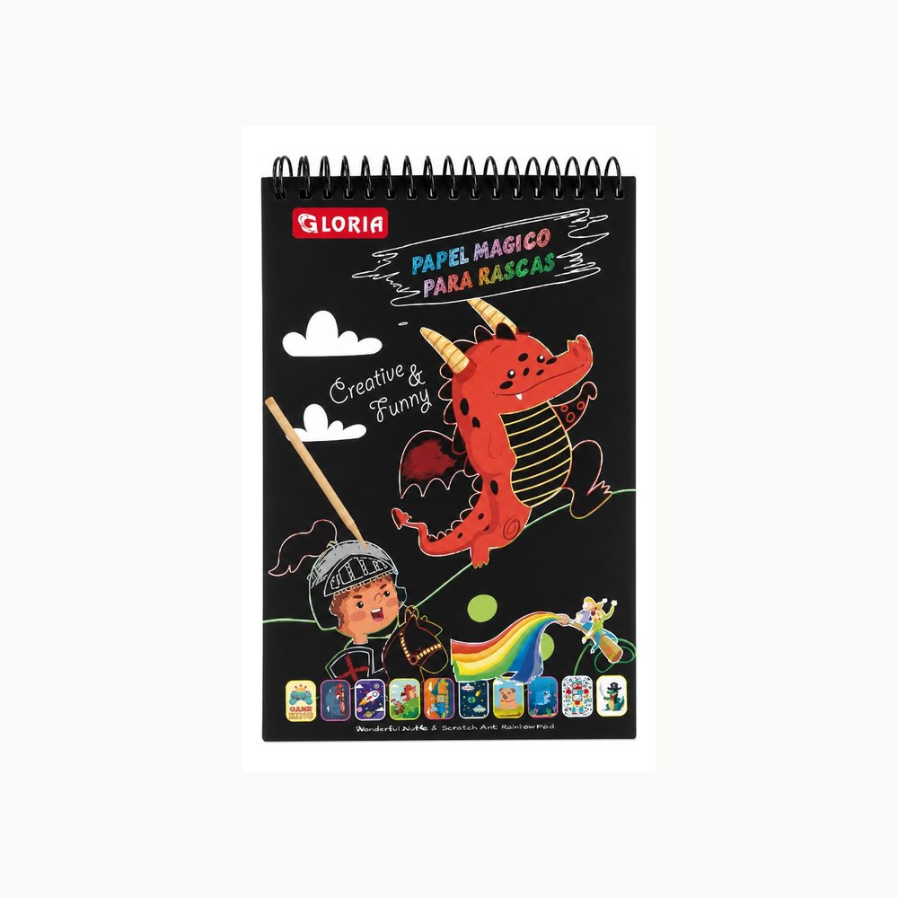 Cuaderno de Dibujo Sgrafito A5 Gloria | Palito Incluido | Arte Creativo para Niños y Familia
