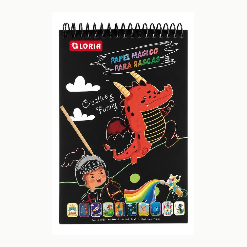 Cuaderno de Dibujo Sgrafito A5 Gloria | Palito Incluido | Arte Creativo para Niños y Familia