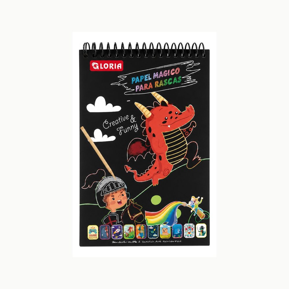 Cuaderno de Dibujo Sgrafito A5 Gloria | Palito Incluido | Arte Creativo para Niños y Familia