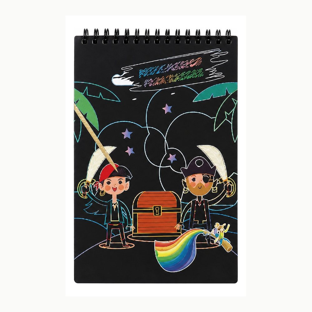 Cuaderno de Dibujo Sgrafito A5 | Diseño Pirata | Arte Creativo para Niños y Adultos