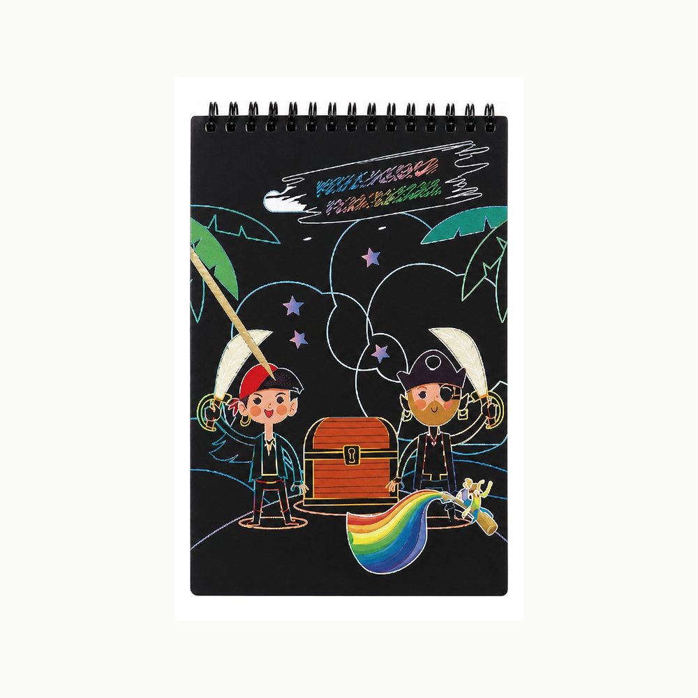 Cuaderno de Dibujo Sgrafito A5 | Diseño Pirata | Arte Creativo para Niños y Adultos