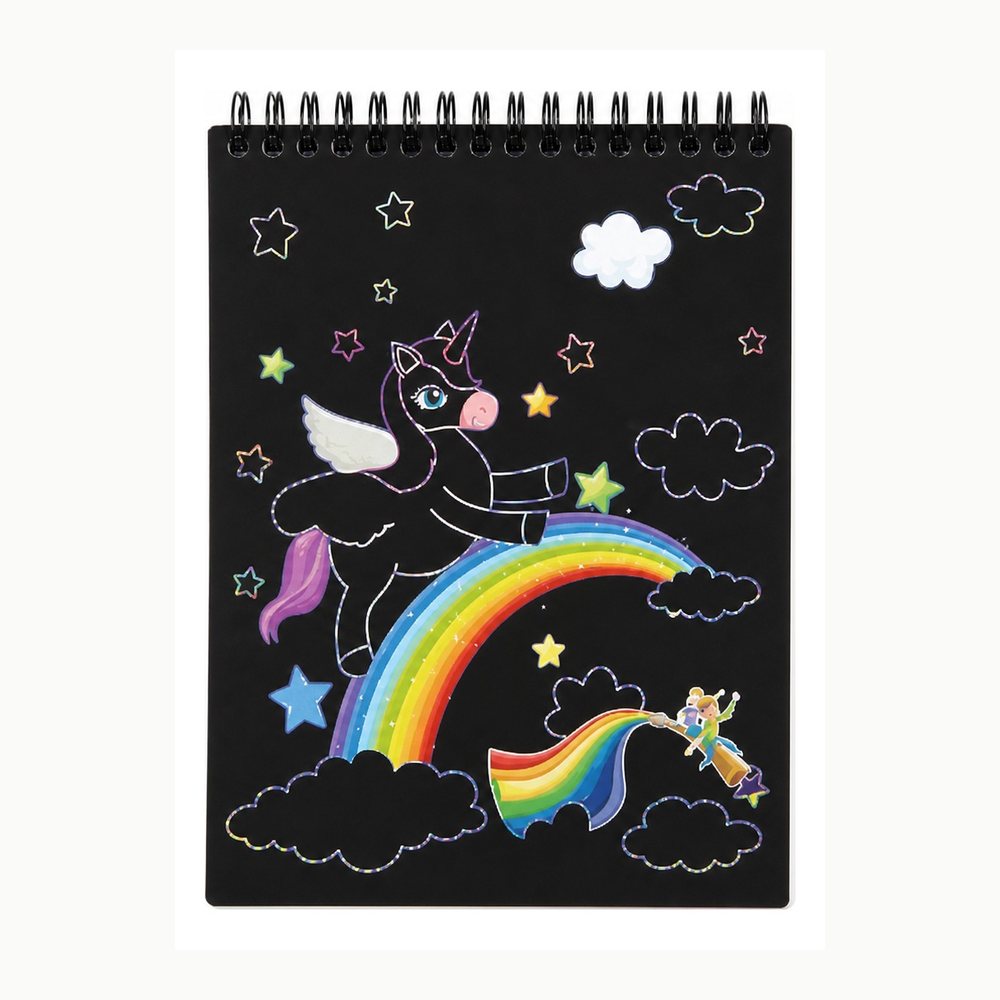 Cuaderno de Dibujo Sgrafito A5 | Papel Mágico Unicornio | Arte Creativo para Niños y Adultos