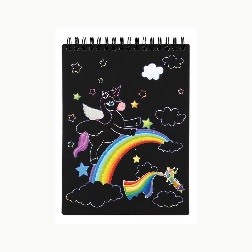 Cuaderno de Dibujo Sgrafito A5 | Papel Mágico Unicornio | Arte Creativo para Niños y Adultos