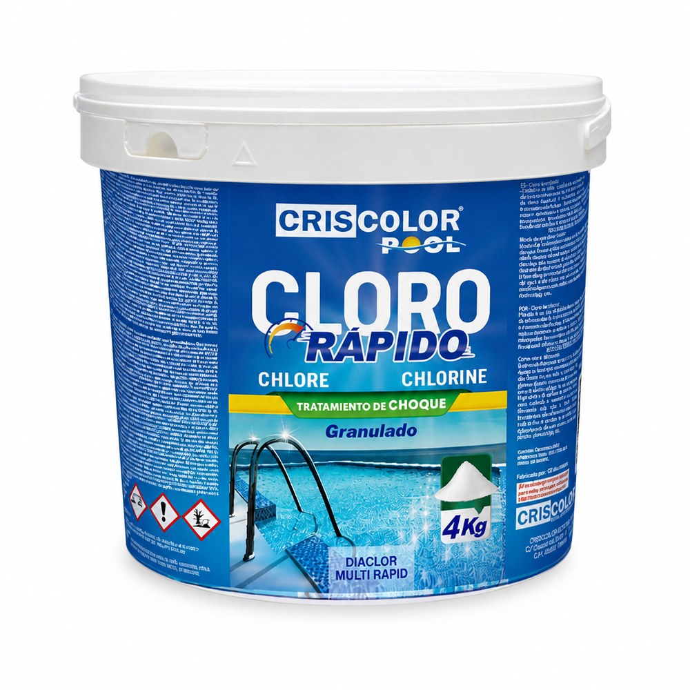 Cloro Granulado Rápido para Piscina 4 Kg | Tratamiento de Choque | Doméstica y Comercial
