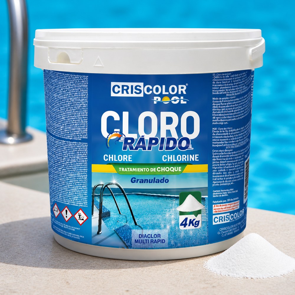 Cloro Granulado Rápido para Piscina 4 Kg | Tratamiento de Choque | Doméstica y Comercial