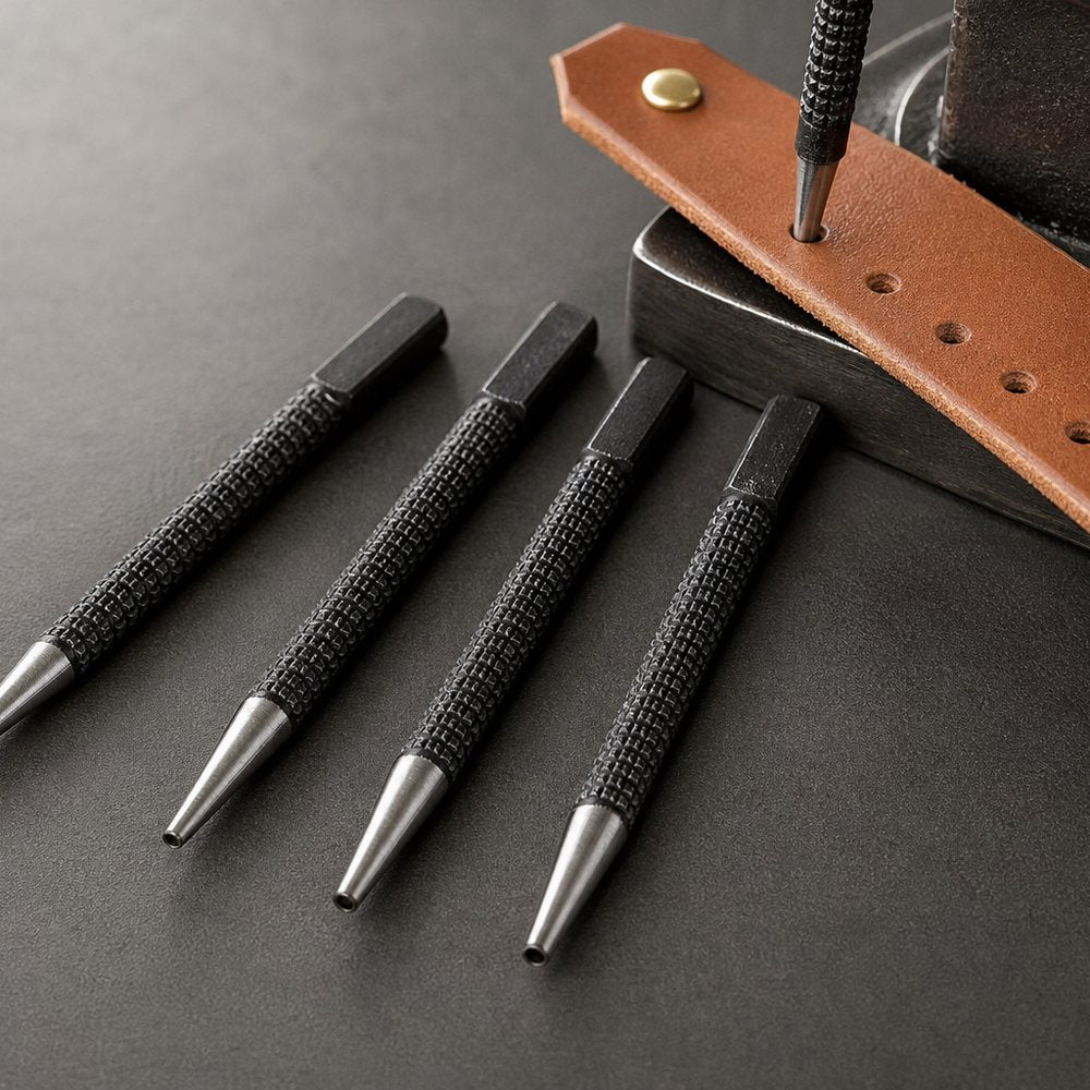 Hole Punch Tool 4 Pieces | 1.5 / 2.5 / 3 / 4mm | Metal, Plastic and Wood