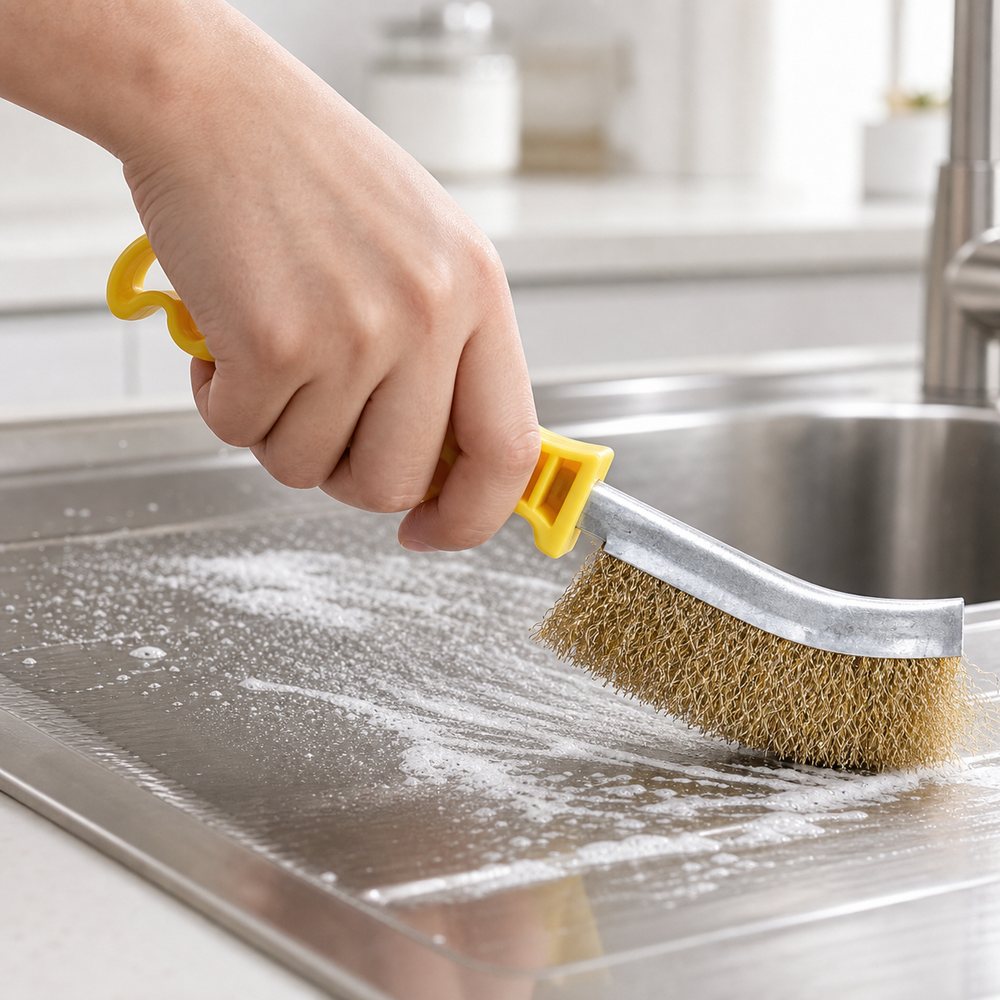 10" Abrasive Wire Brush | Steel Bristles | Grill, Fireplace, and Hard Surfaces