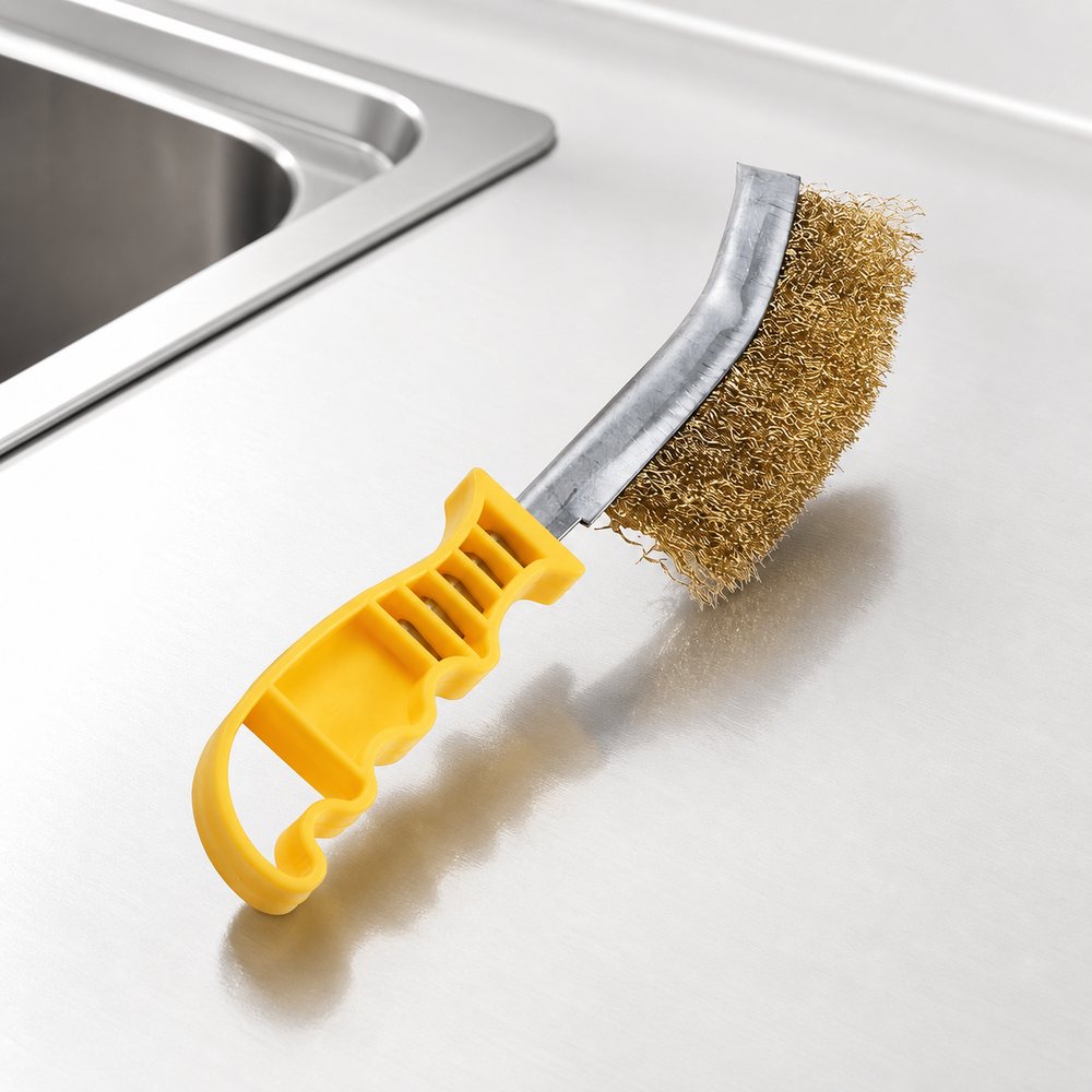 10" Abrasive Wire Brush | Steel Bristles | Grill, Fireplace, and Hard Surfaces