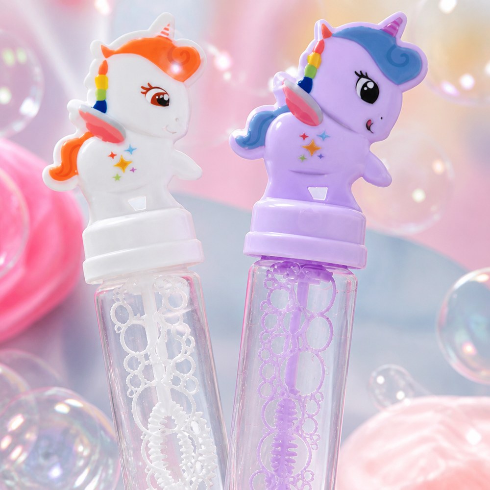 Varita de Burbujas Unicornio | Pack de 2 con Líquido 20 ml | Juguete Exterior +3 Años