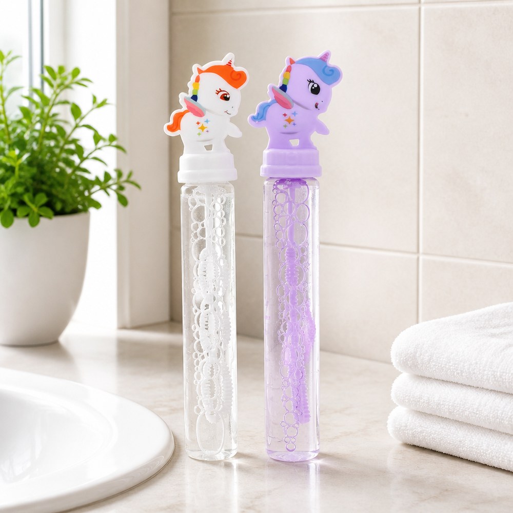Varita de Burbujas Unicornio | Pack de 2 con Líquido 20 ml | Juguete Exterior +3 Años