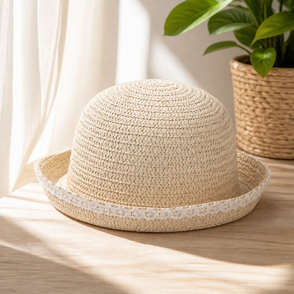 Sombrero de Paja con Encaje | Elegante y Biodegradable | Playa y Eventos al Aire Libre