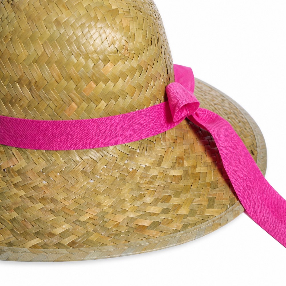 Straw Hat with Pink Trim
