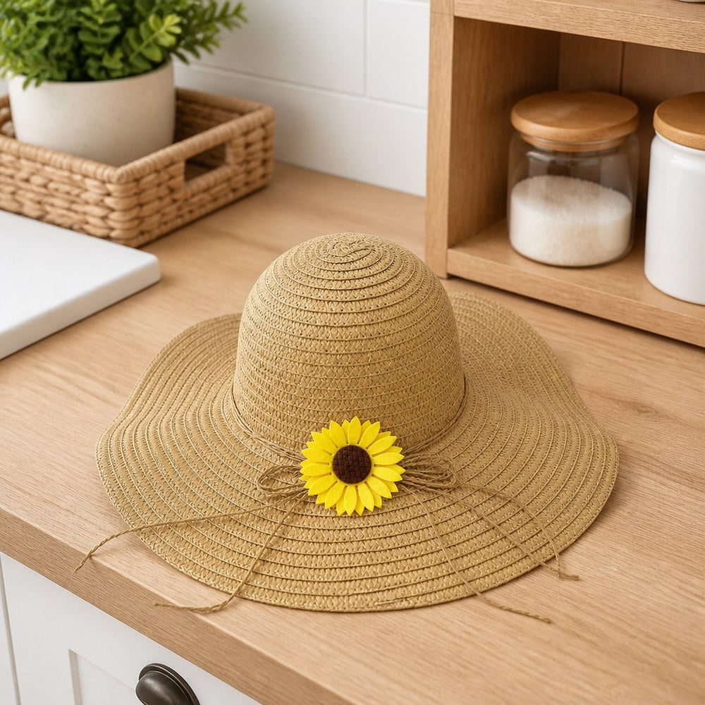 Sombrero de Paja con Girasol — El toque festivo y natural para la playa, el festival y el jardín de verano