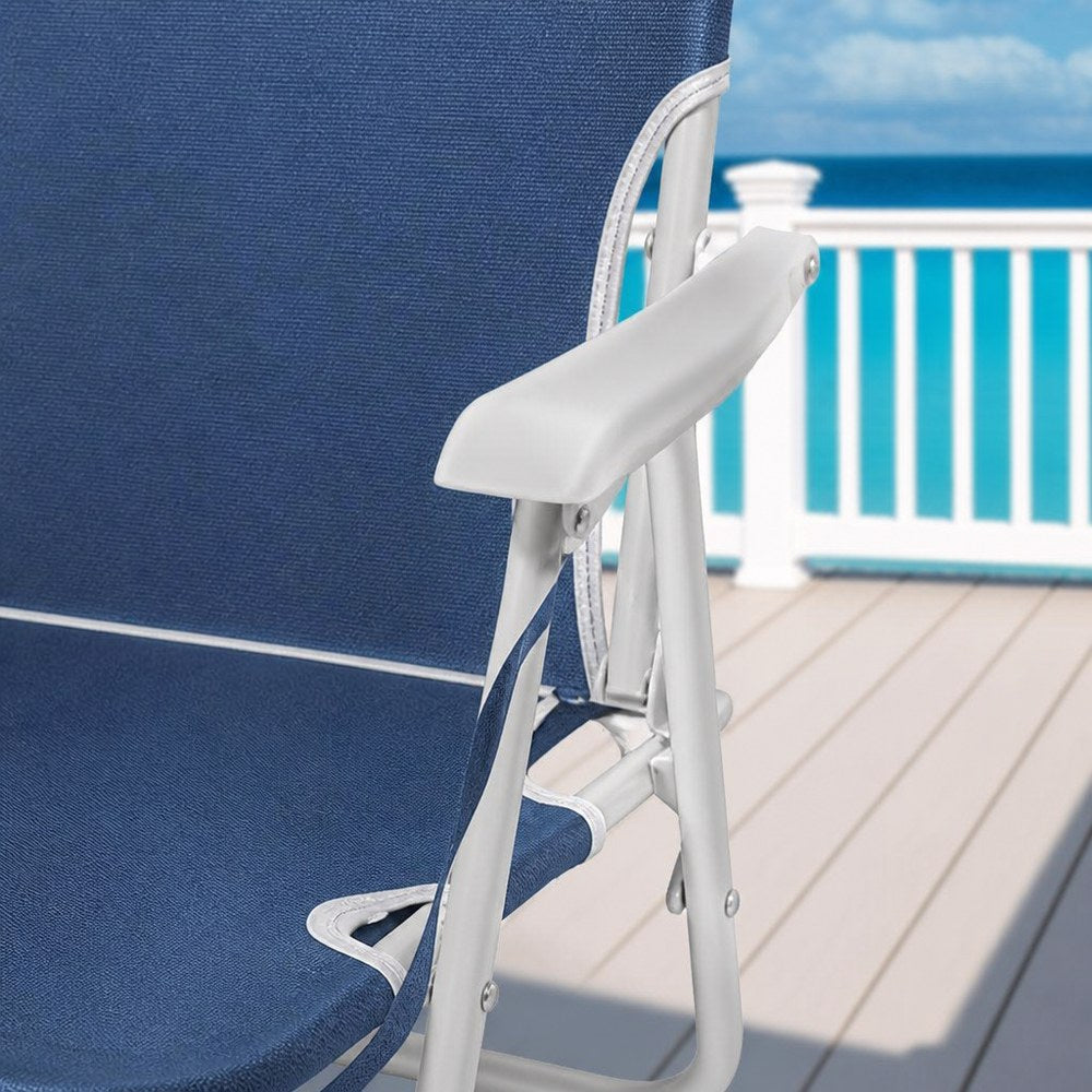 Silla Plegable para Exterior – Azul y Blanca / Gris | Playa, Camping y Terraza
