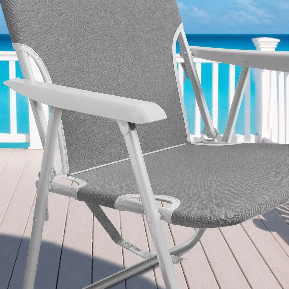 Silla Plegable para Exterior – Azul y Blanca / Gris | Playa, Camping y Terraza