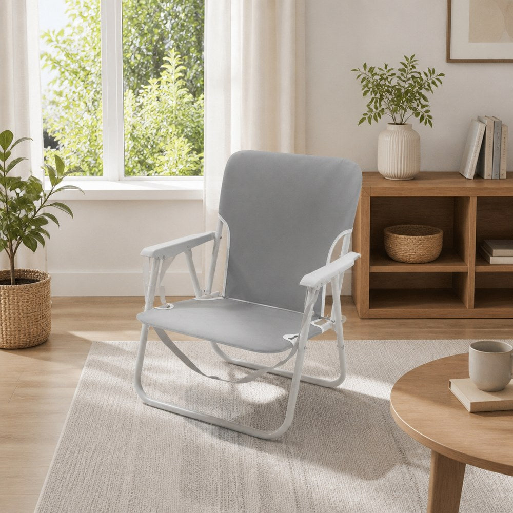 Silla Plegable para Exterior – Azul y Blanca / Gris | Playa, Camping y Terraza