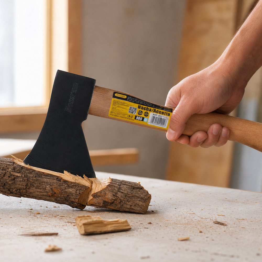 Axe with Natural Wood Handle | Powerful Cutting | Firewood, Garden & Outdoor