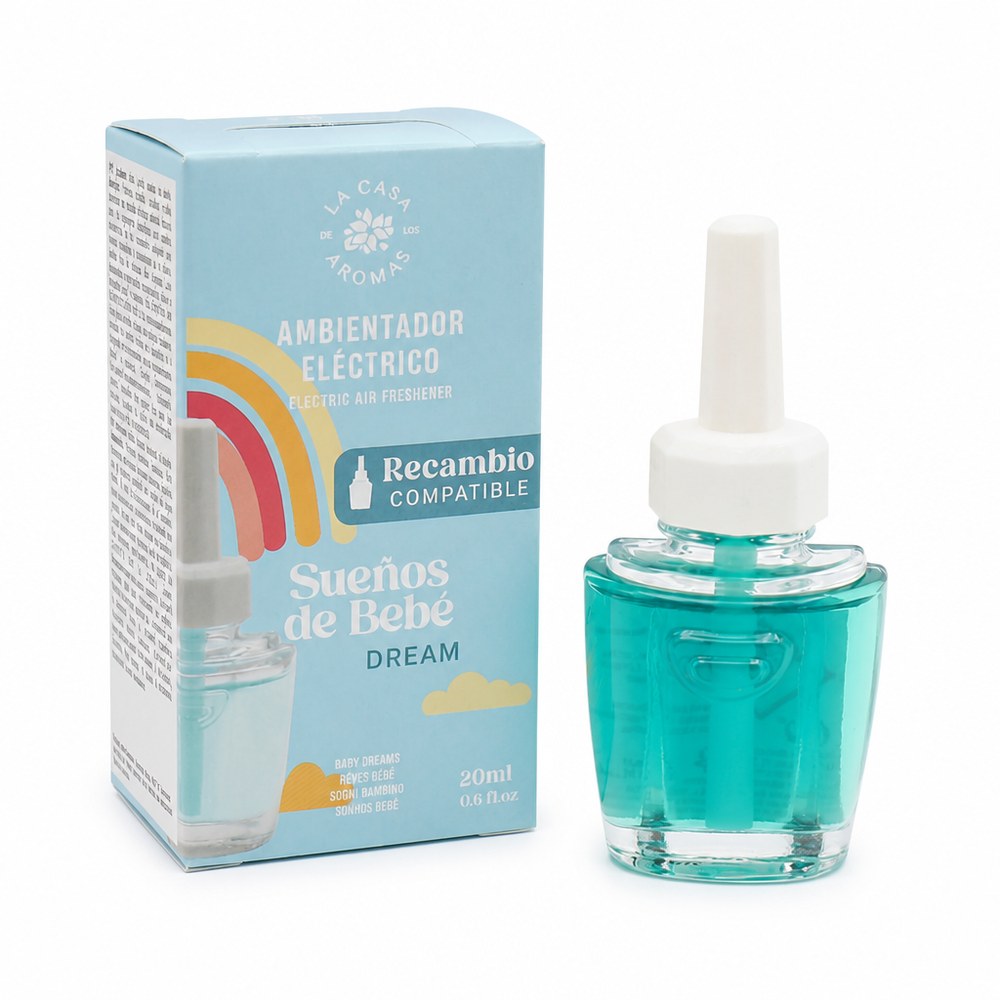 Ambientador Eléctrico Sueños de Bebé | 20 ml | Aroma Suave y Relajante | Dormitorio y Hogar