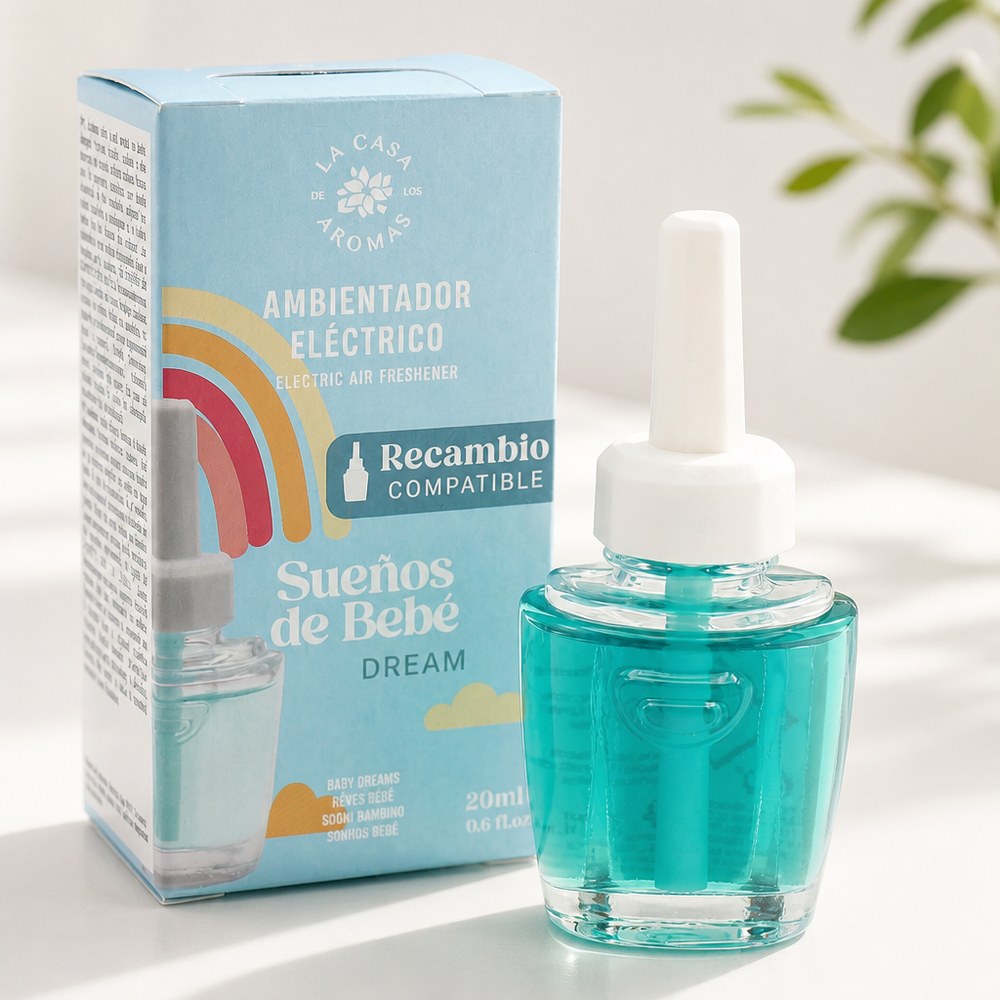 Ambientador Eléctrico Sueños de Bebé | 20 ml | Aroma Suave y Relajante | Dormitorio y Hogar