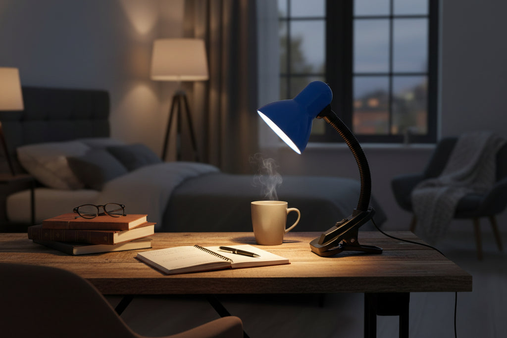 Lámpara de Escritorio con Clip | Cuello Flexible | Azul – Estudio y Trabajo