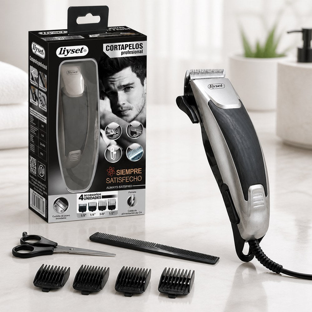Cortapelos Profesional LiySet | Cuchilla Acero Inoxidable | 4 Accesorios, Cable CA
