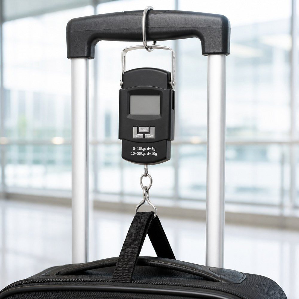 Báscula Colgante Portátil Digital | 0–50 kg, Precisión 5–10 g | Pesca, Equipaje y Envíos