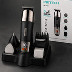 Kit de Cuidado Personal 5 en 1 Pritech | Cabello, Barba y Nariz | Display Digital | Hogar y Viaje