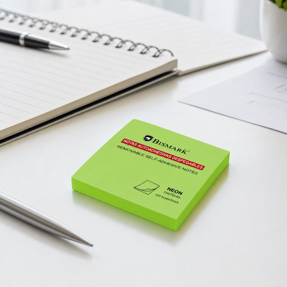 Taco Adhesivo Neon 76x76 Mm Verde