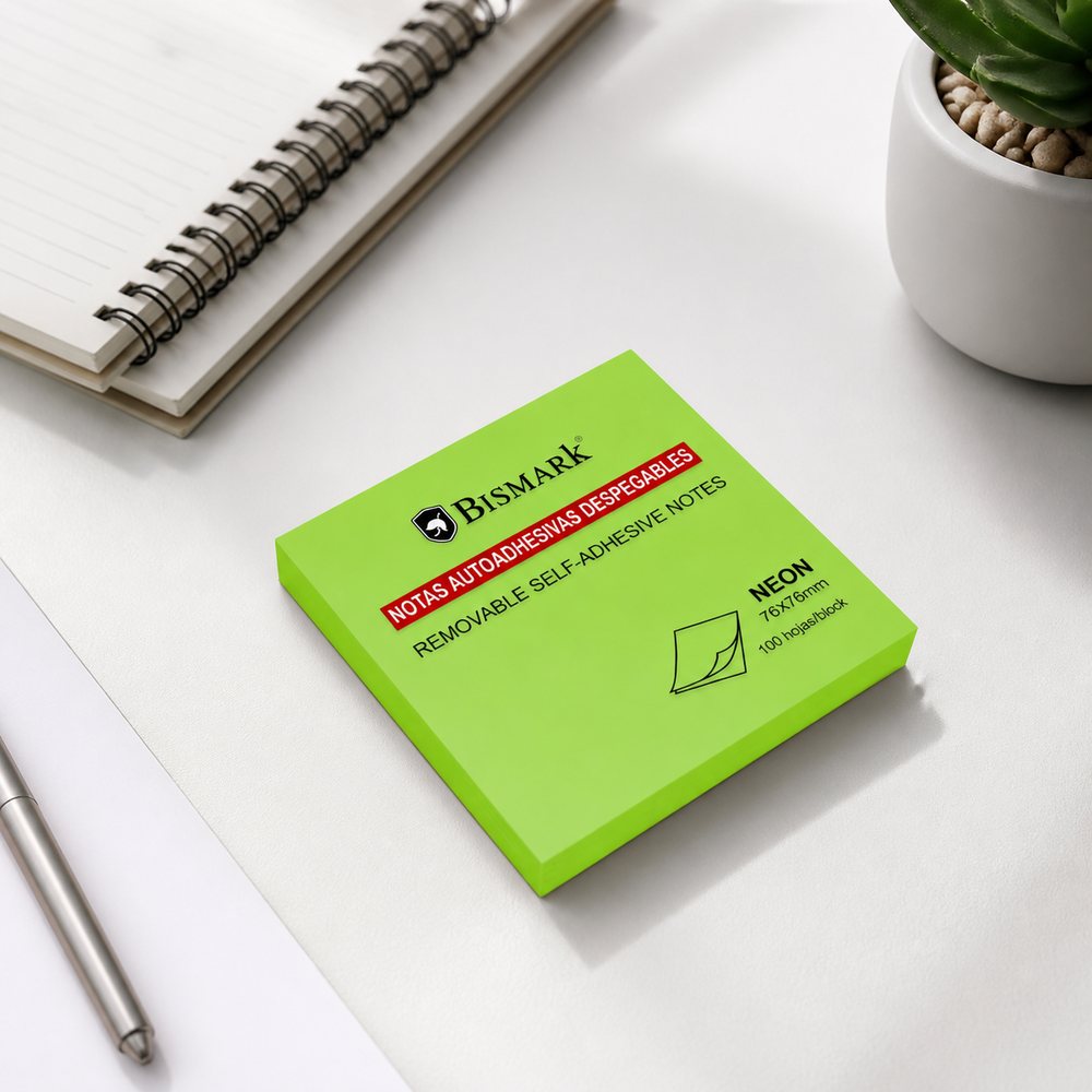 Taco Adhesivo Neon 76x76 Mm Verde