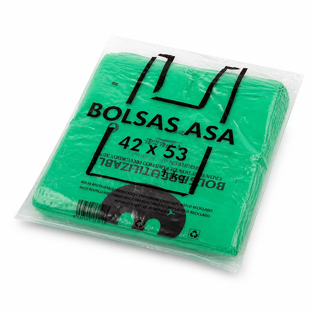 Recycled Plastic Shopping Bags 42x53 cm | 70% Recycled | Durable | Eco & Sustainable