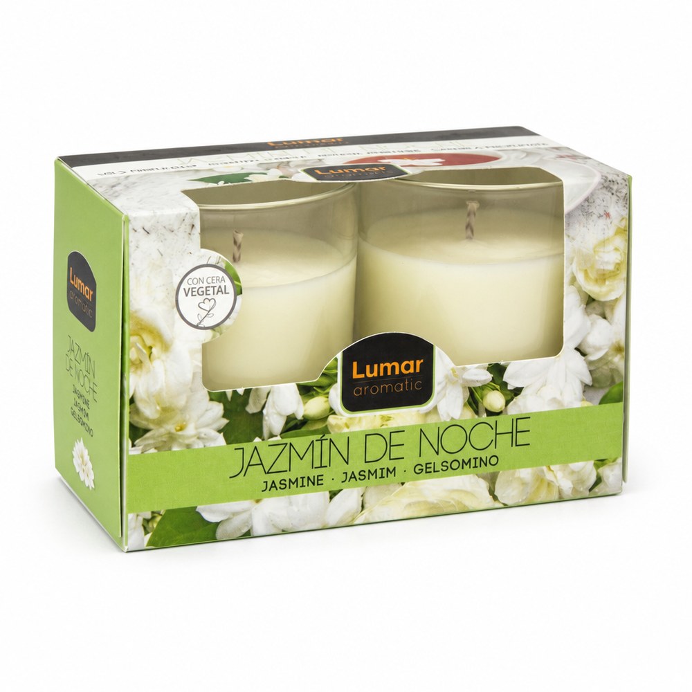 Velas Aromáticas en Tarro de Vidrio Jazmín | Pack 2 uds | Cera Vegetal | Hogar y Relax