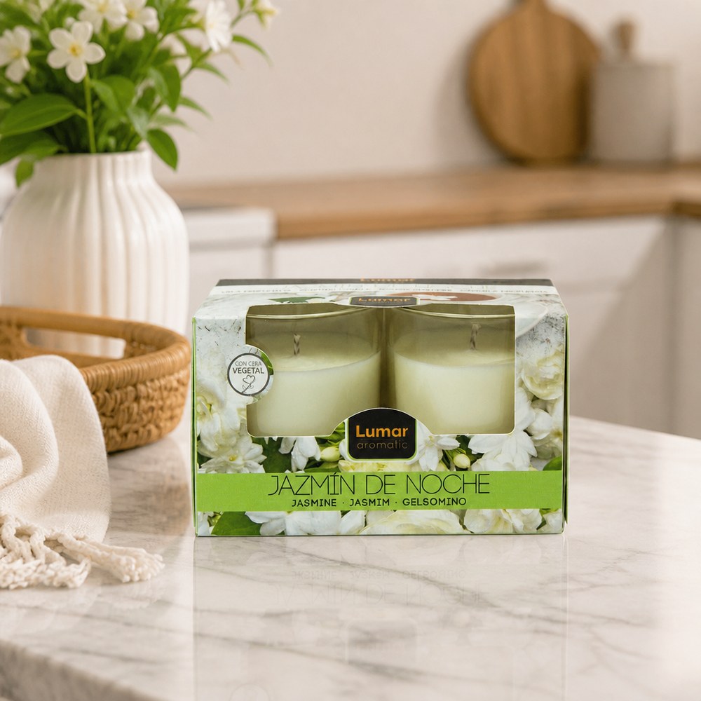 Velas Aromáticas en Tarro de Vidrio Jazmín | Pack 2 uds | Cera Vegetal | Hogar y Relax