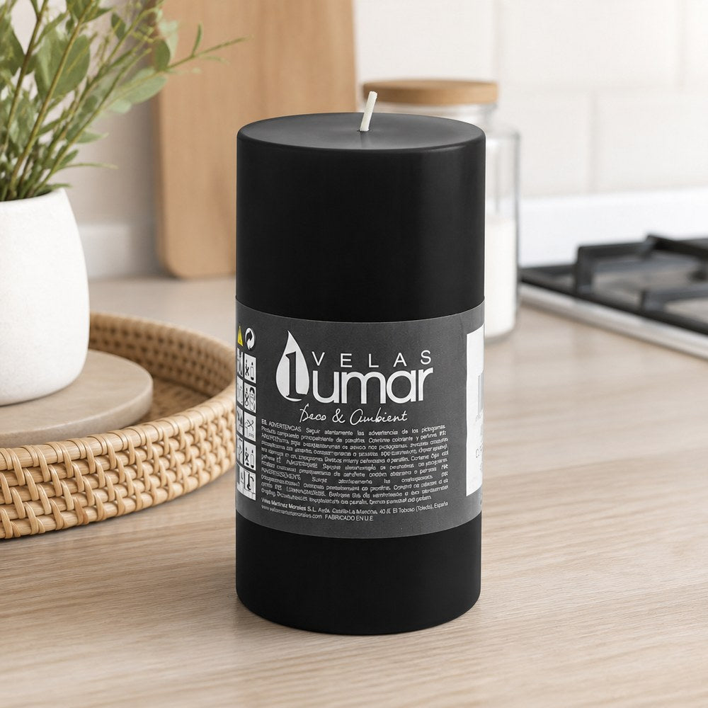 Black Cylinder Candle | Elegant Decoration | Home and Events