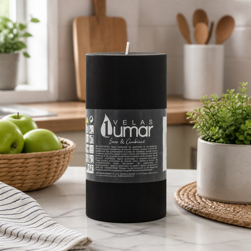 Black Cylinder Candle | Elegant Decoration | Home and Events