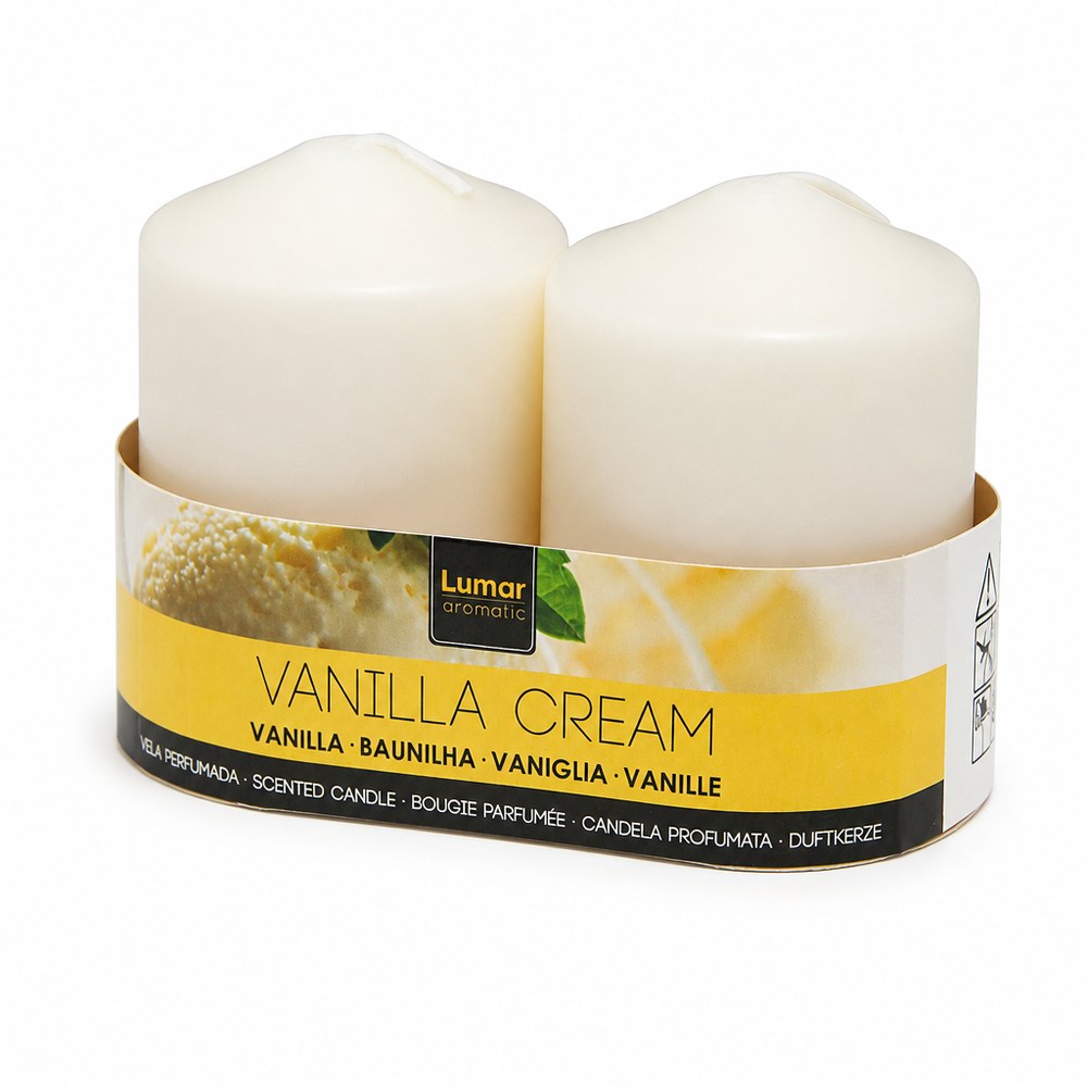 Velas Aromáticas de Pilar Vainilla | Pack 2 uds | Combustión Lenta | Hogar y Decoración