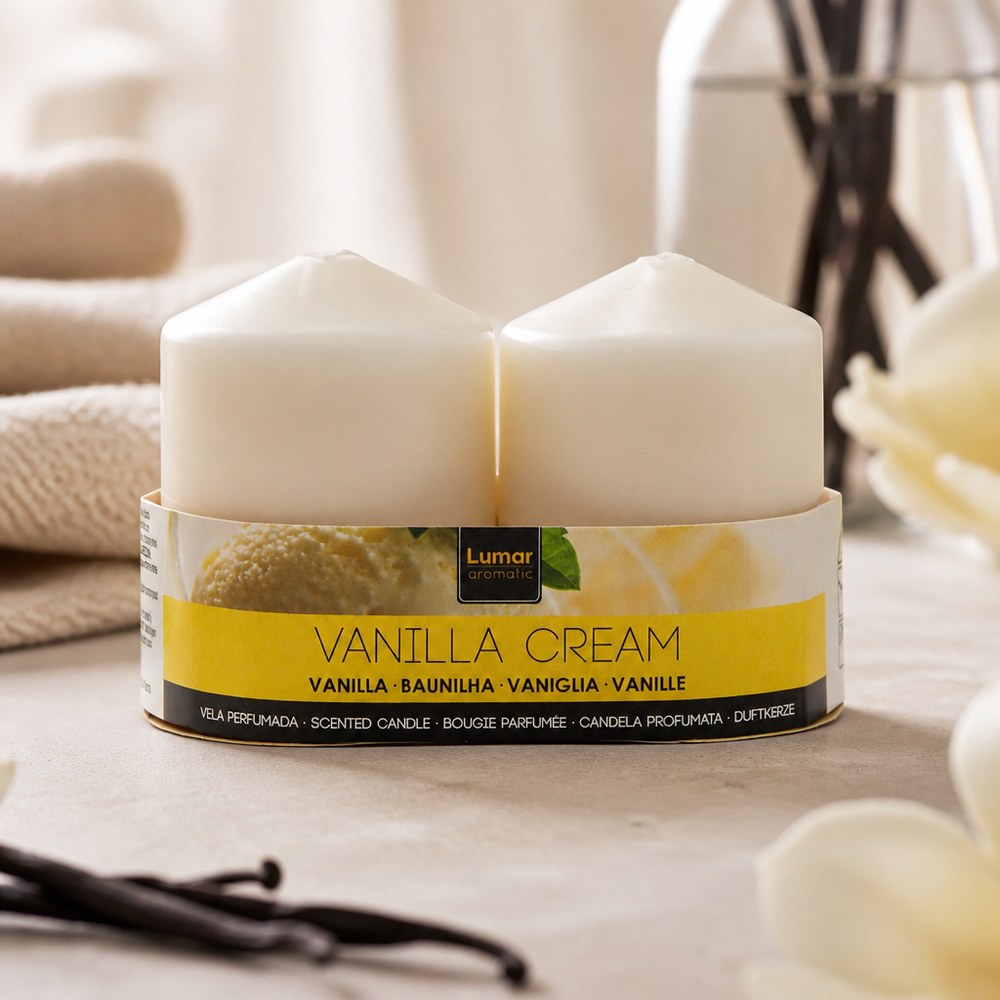 Velas Aromáticas de Pilar Vainilla | Pack 2 uds | Combustión Lenta | Hogar y Decoración