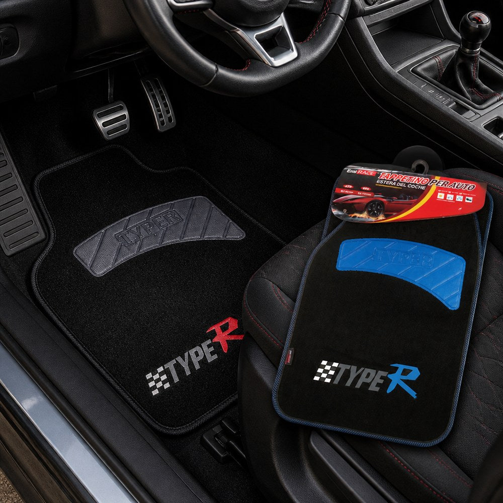 Alfombrillas para Coche TYPER | Pack 2 Piezas | 69x45 cm y 43x30 cm | Diseño Deportivo