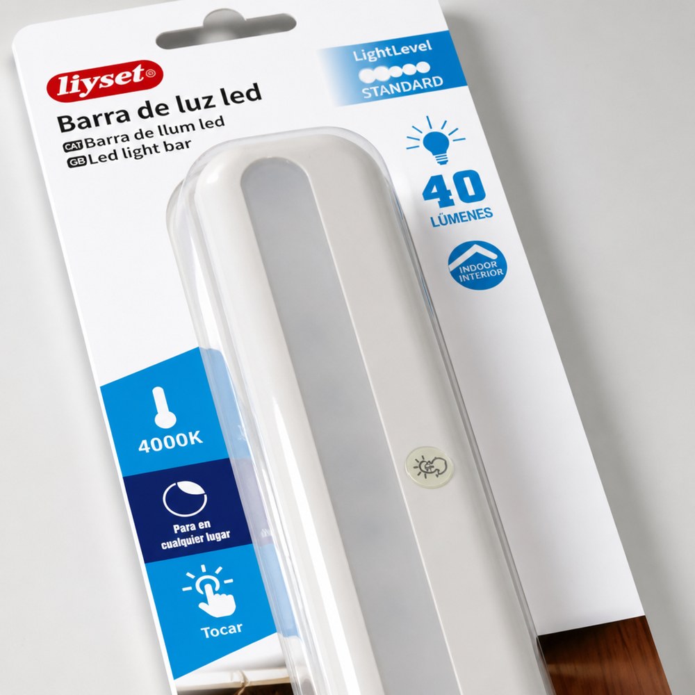 Barra de Luz LED LiySet | 4000K Luz Natural | Interruptor Táctil | Armarios y Gabinetes