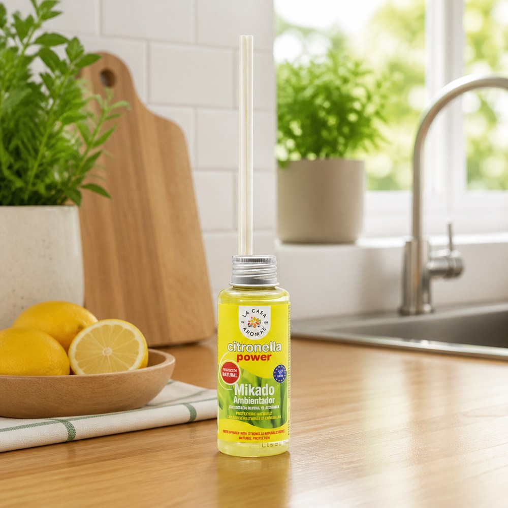 Difusor de Varillas Citronella | Aroma Natural Repelente | Interior y Exterior | Hogar