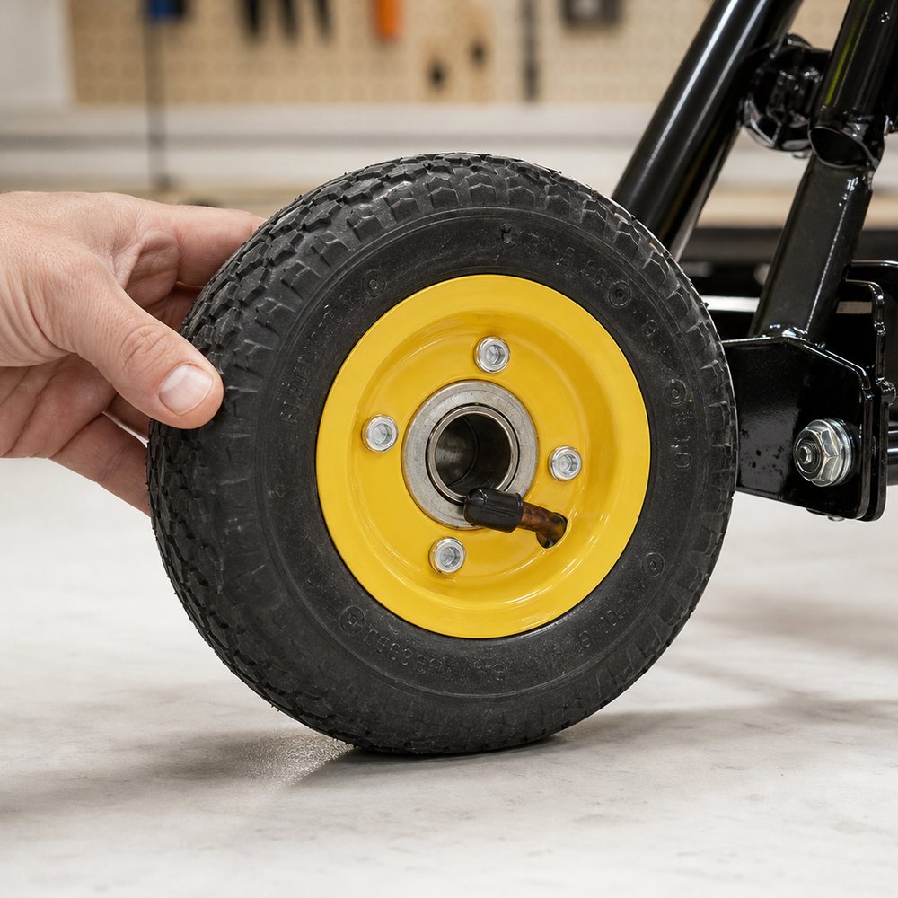 Rueda inflable con rodamientos de bolas y radios metálicos