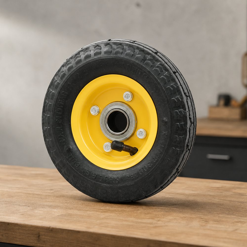 Rueda inflable con rodamientos de bolas y radios metálicos