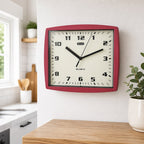 Red Square Wall Clock | Clear Dial | Easy to Read | Living Room and Office