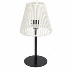 Lámpara de Mesa de Diseño Moderno | Base Negra y Pantalla Blanca | Luz Cálida | Salón