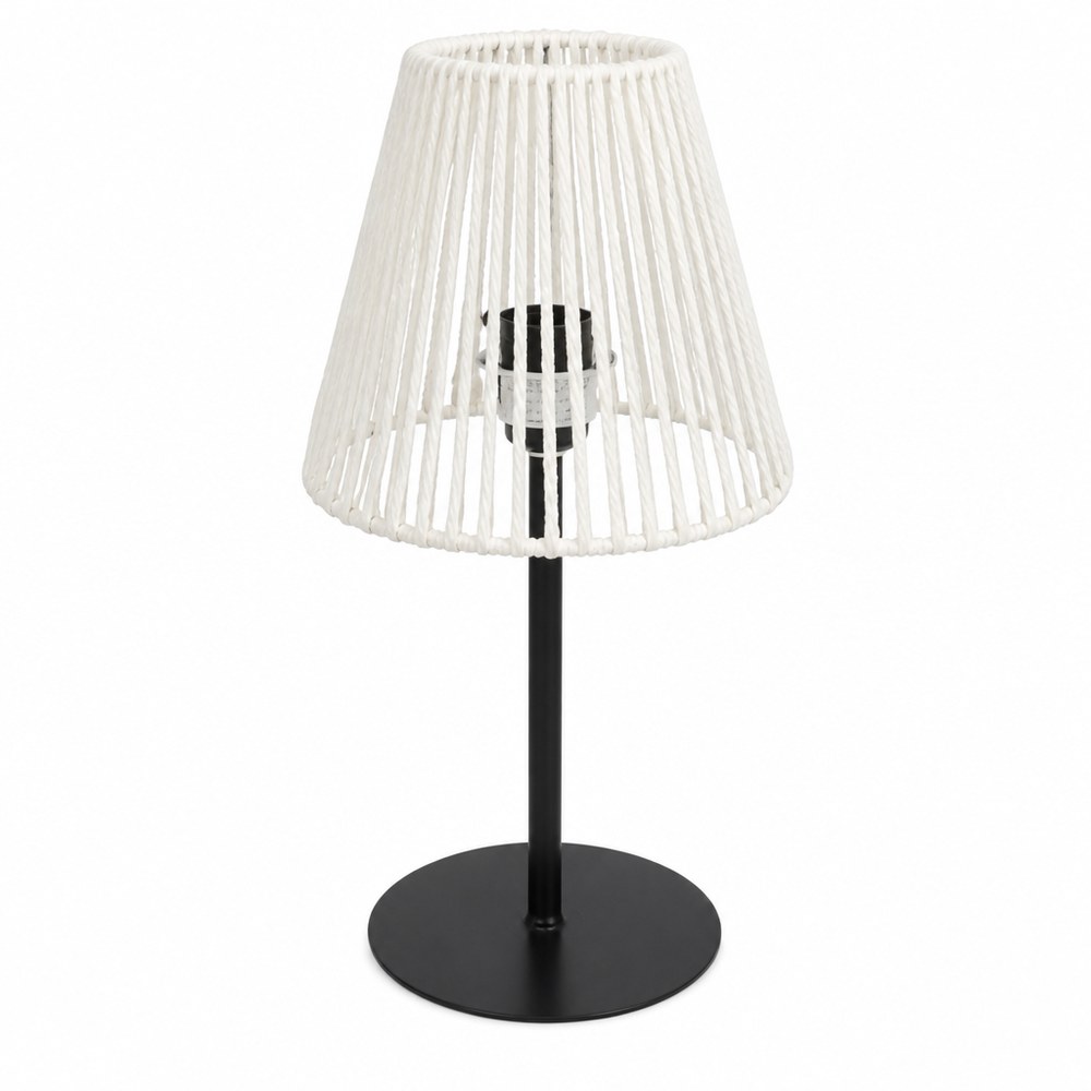 Lámpara de Mesa de Diseño Moderno | Base Negra y Pantalla Blanca | Luz Cálida | Salón